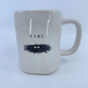 rae dunn artisan collection "home" ceramic mug with nest design white 20 oz